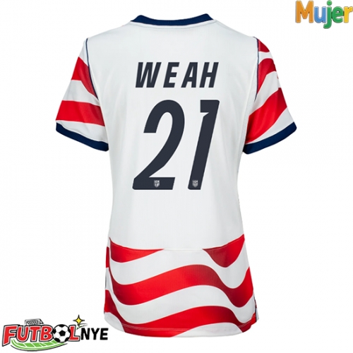 Camiseta Estados Unidos Timothy Weah #21 Primera Equipación para mujer Mundial 2026 manga corta